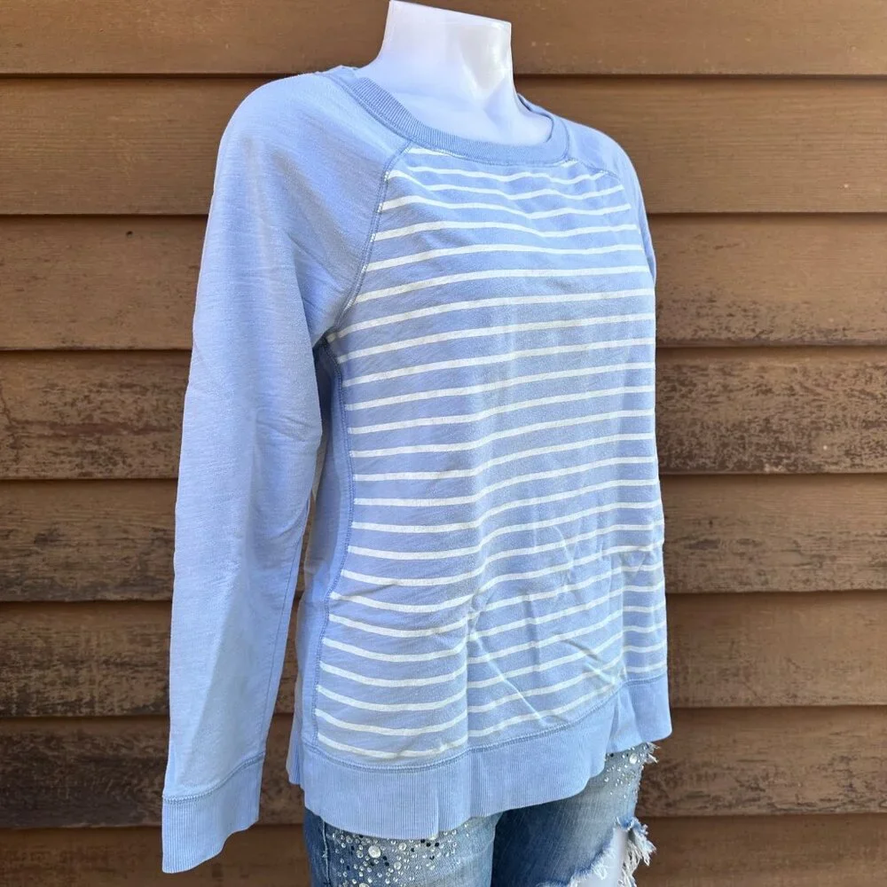 Sonoma Womens Striped Light Blue Long Sleeve Pullover Sweatshirt M - Picture 6 of 8